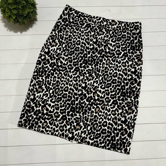 J Crew The Pencil Skirt Leopard‎ Cheetah Animal Print Skirt Women’s Size 0 - Picture 1 of 5